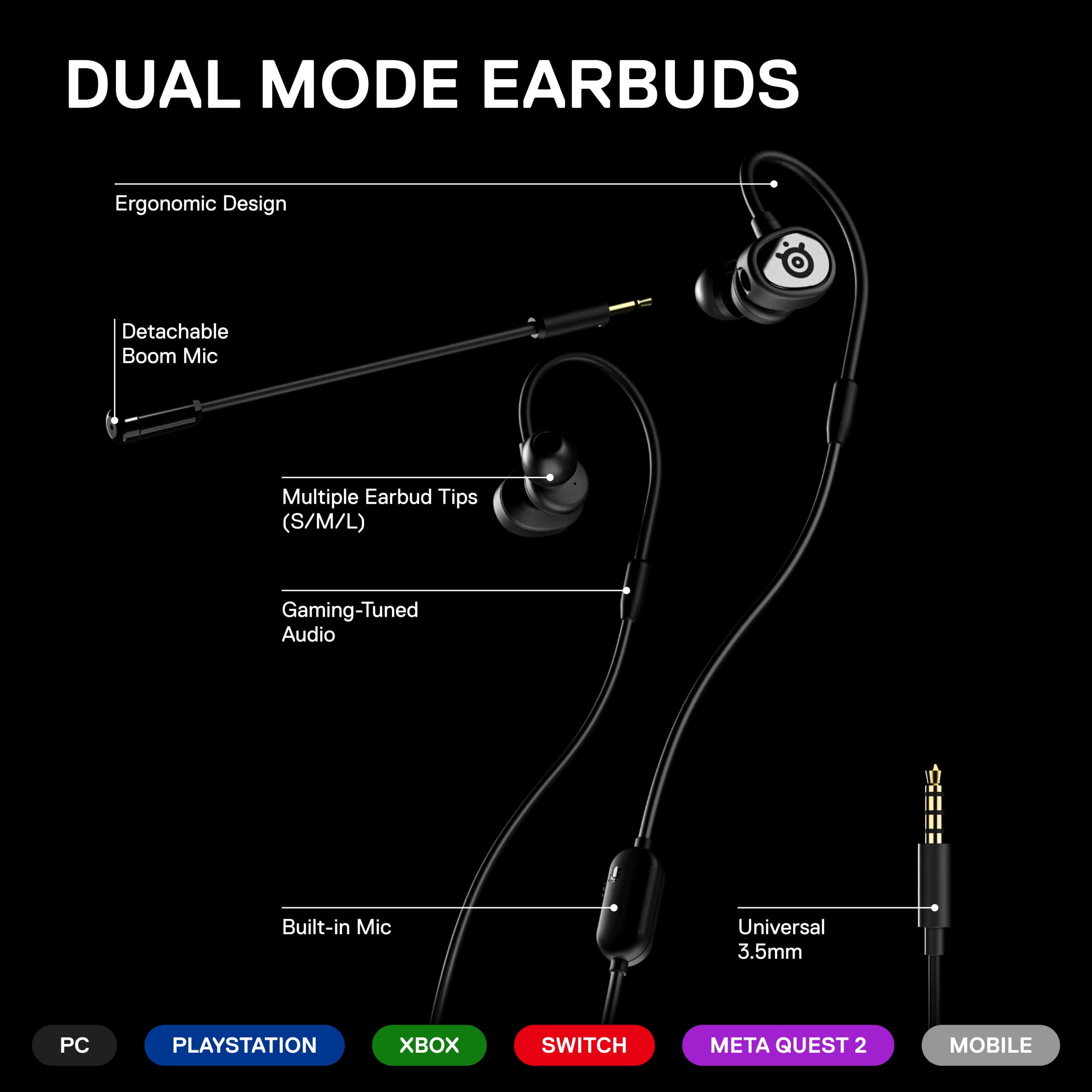 Foto 4 pulgar | Auriculares Para Juegos Móviles Steelseries Tusq Con Micrófono Dual - Venta Internacional.
