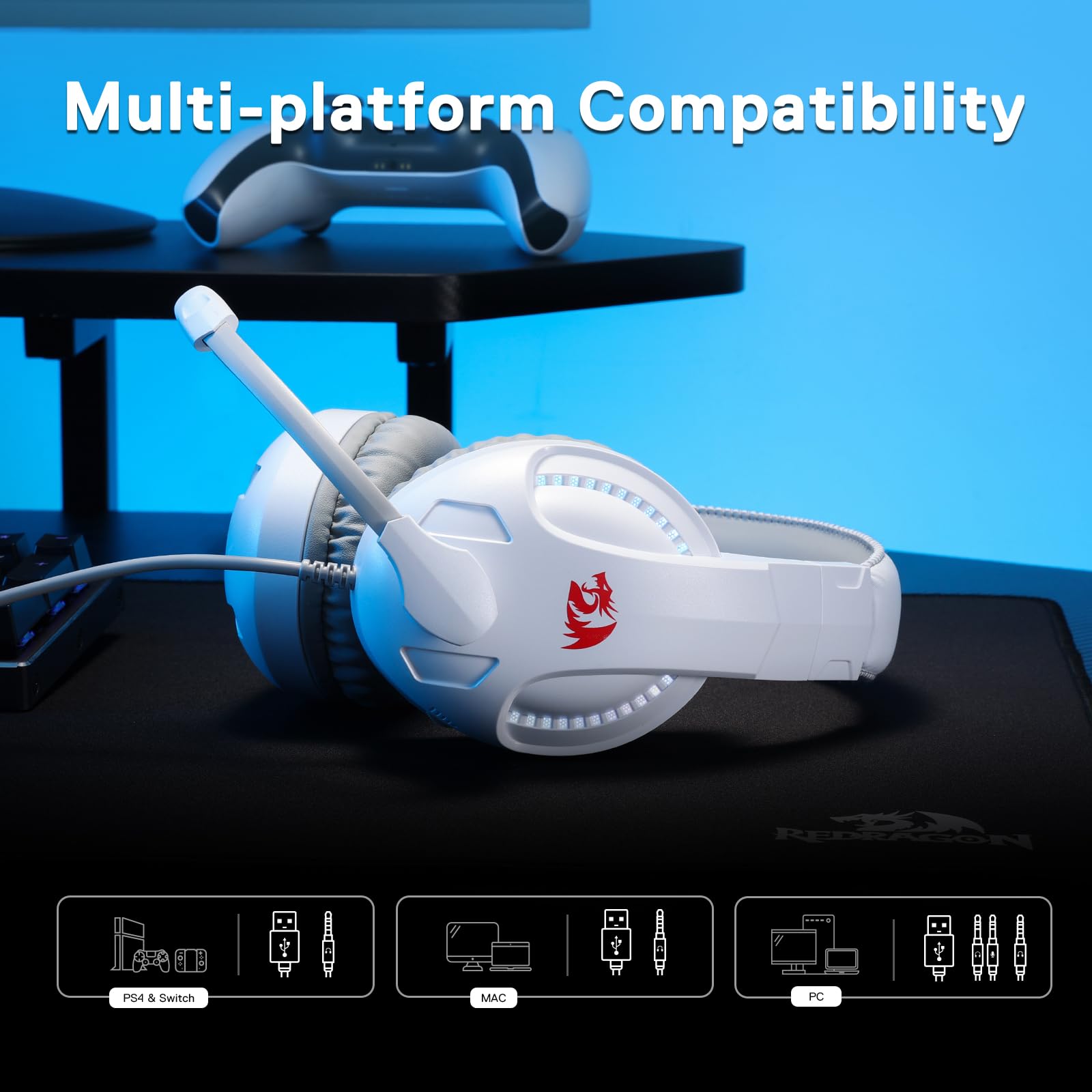 Foto 7 pulgar | Auriculares Redragon H211 Cronus White con Cable y Rgb - Venta Internacional