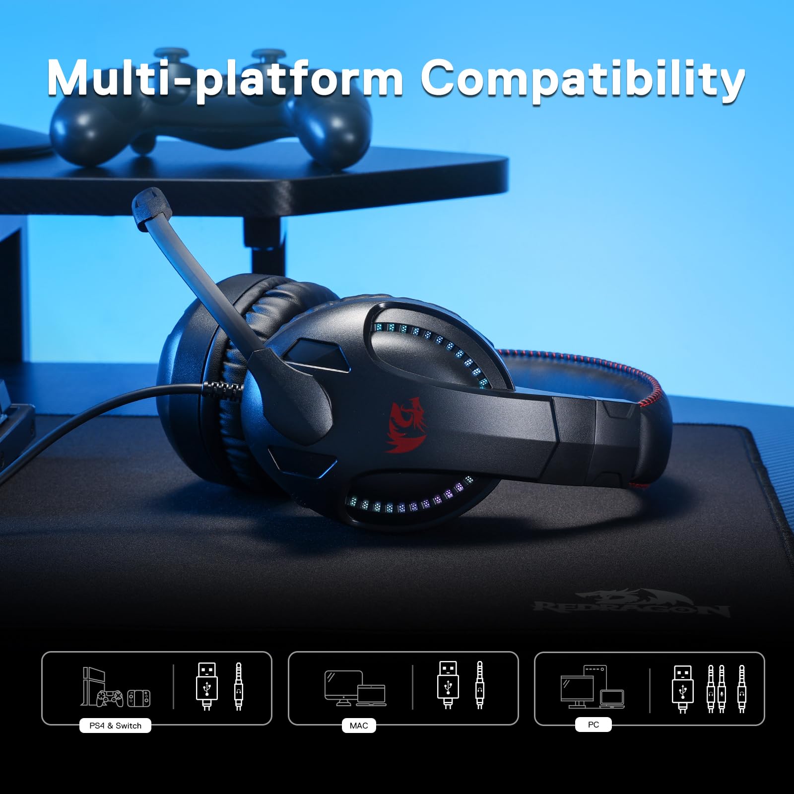 Foto 7 pulgar | Auriculares para Juegos Redragon H211 Cronus Black con Cable y RGB - Venta Internacional