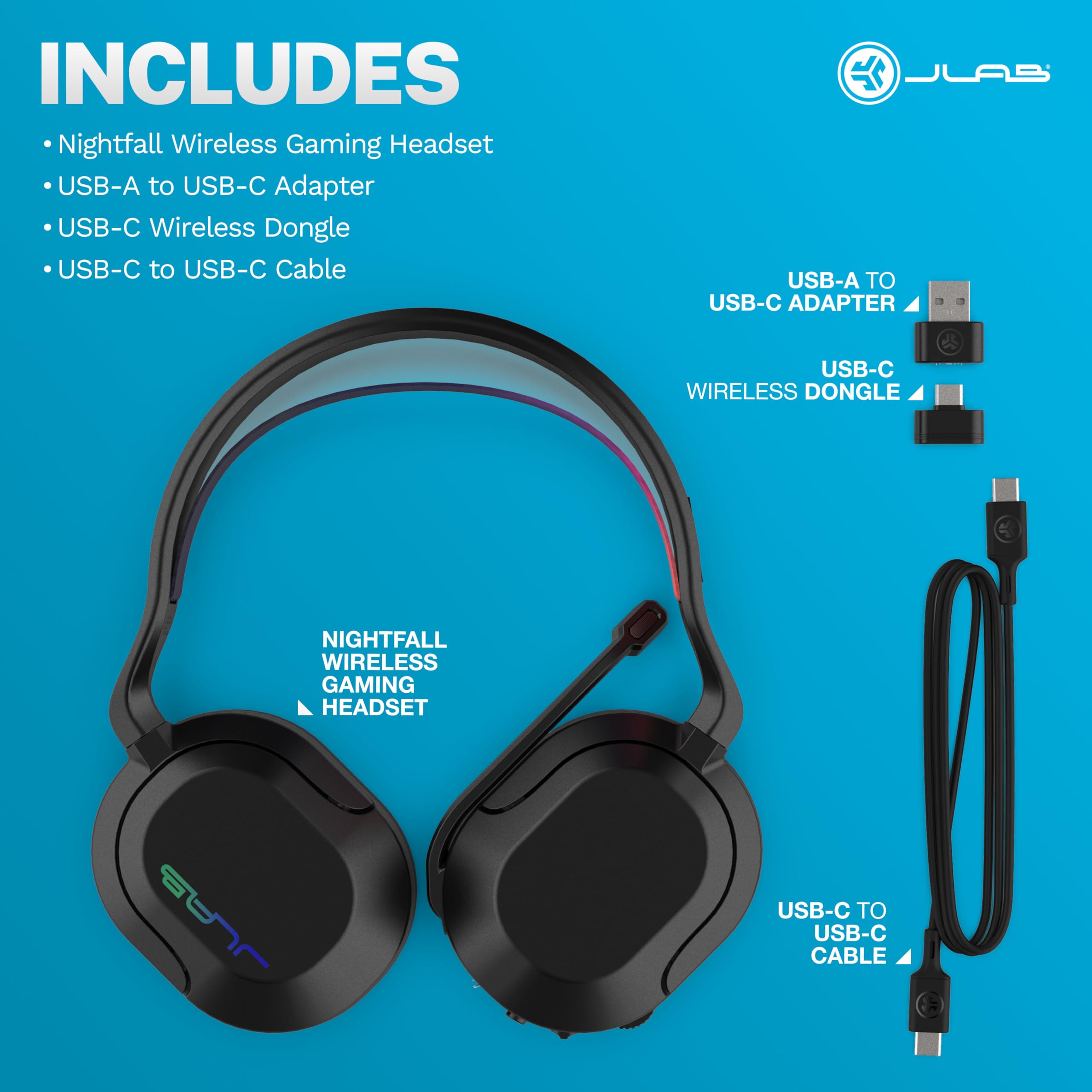 Foto 8 pulgar | Auriculares Para Juegos Jlab Nightfall Inalámbricos Con Controladores De 50 Mm - Venta Internacional.