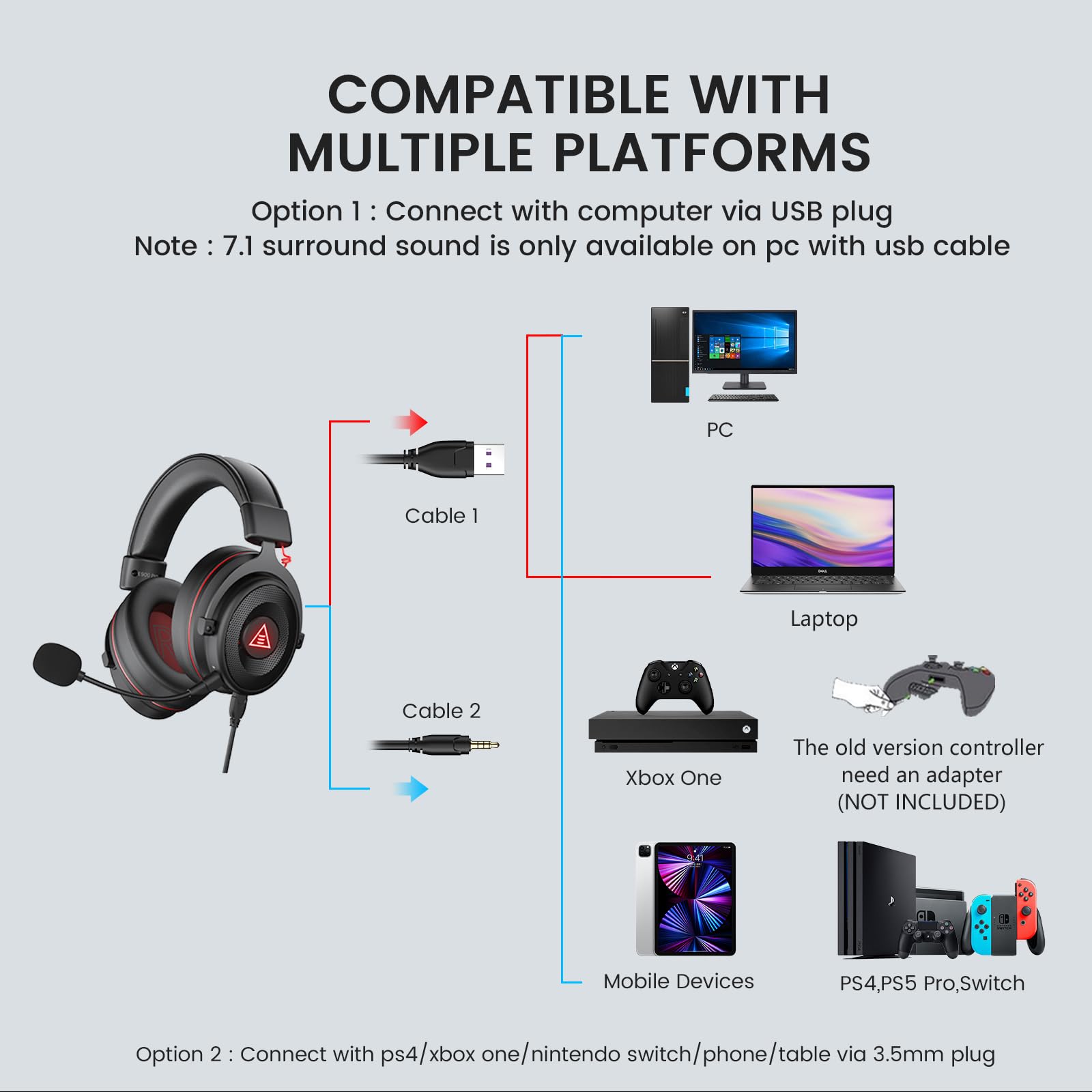 Foto 5 pulgar | Auriculares Eksa E900 Pro USB con Sonido Envolvente 7.1 - Venta Internacional