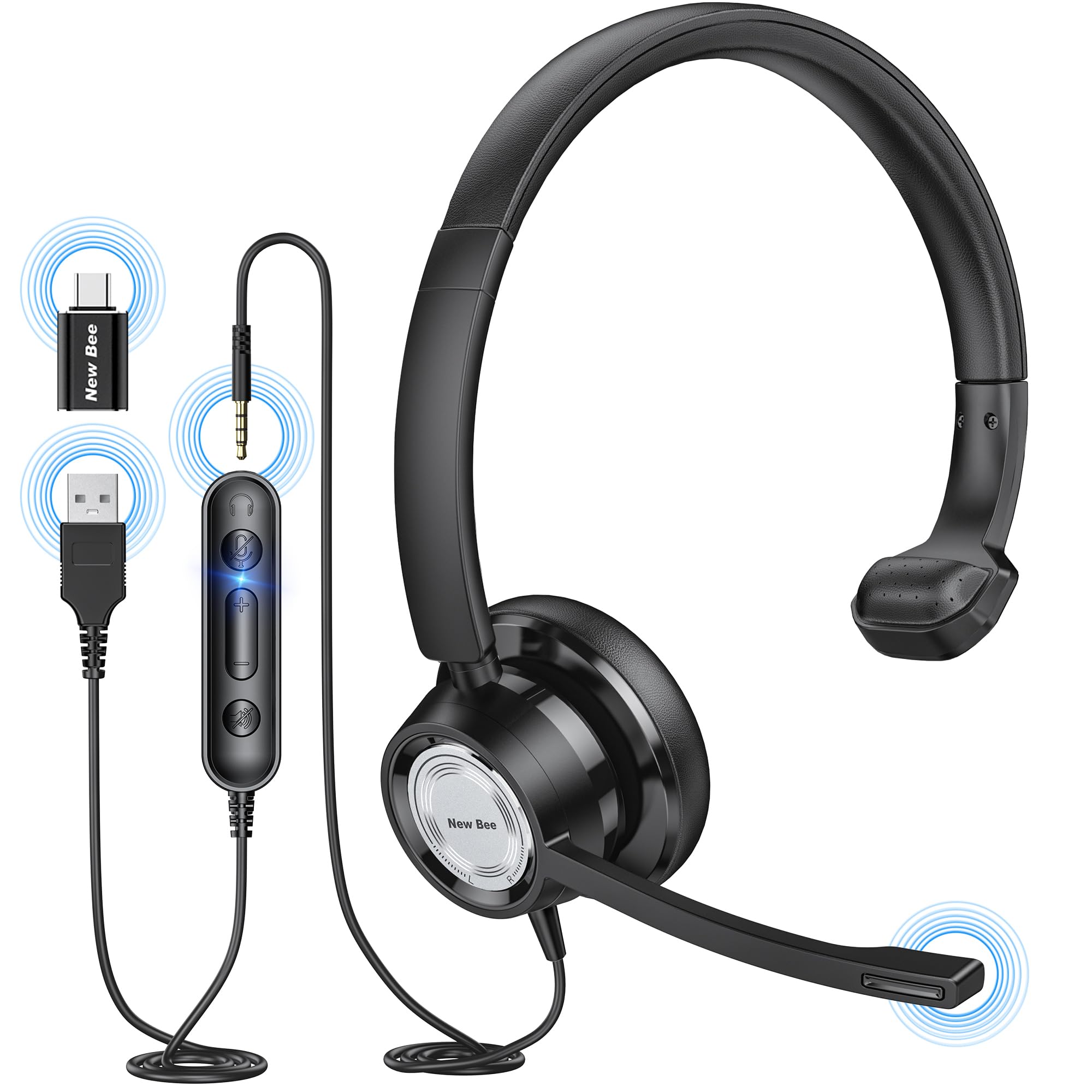 Foto 2 pulgar | Auriculares New Bee H365 Usb con Micrófono para Pc y Ordenador - Venta Internacional