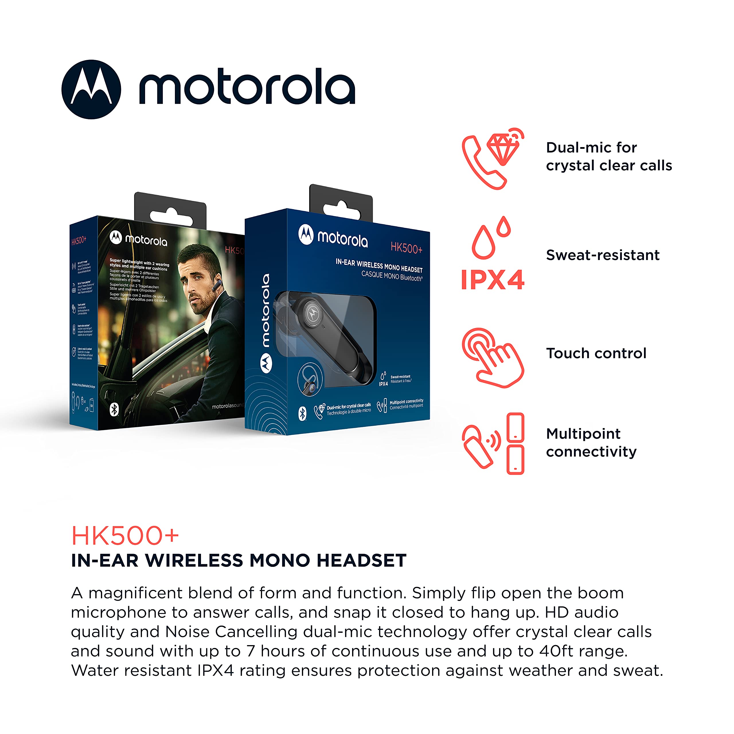 Foto 3 | Auricular Bluetooth Motorola Sound HK500+ IPX4 Resistente al Agua - Venta Internacional