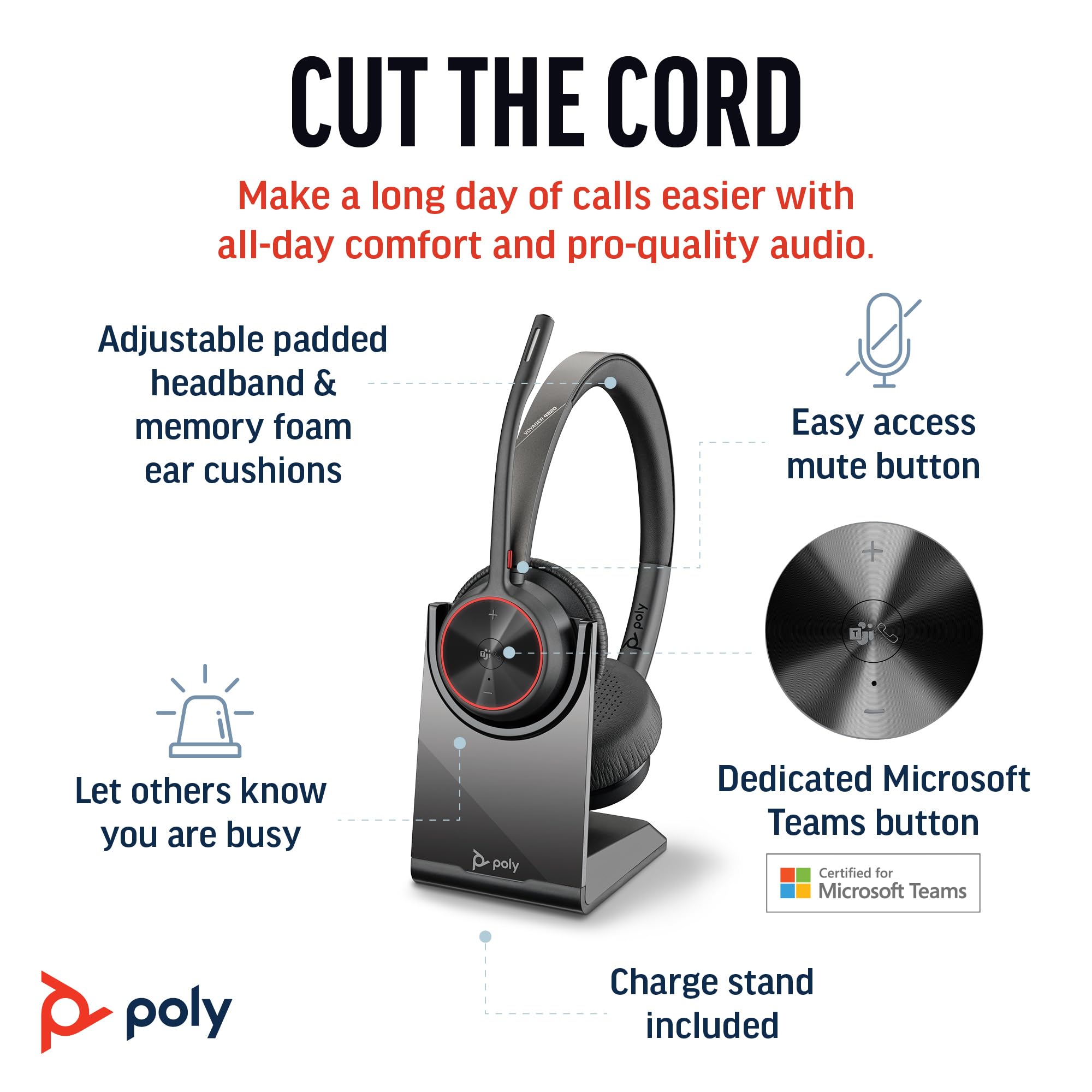 Foto 3 pulgar | Auriculares Inalámbricos Poly Voyager 4320 Uc con Soporte de Carga - Venta Internacional