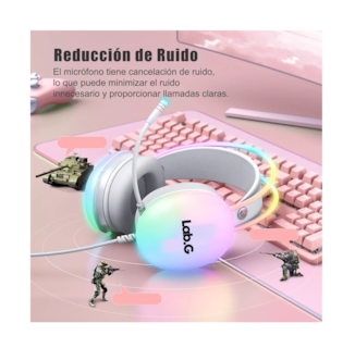 Foto 3 | Audífonos Gamer Lab.g Con Micrófono Y Luz Rgb Para Pc Xbox Gris/colorido