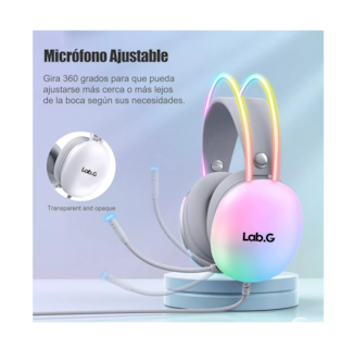 Foto 4 | Audífonos Gamer Lab.g Con Micrófono Y Luz Rgb Para Pc Xbox Gris/colorido