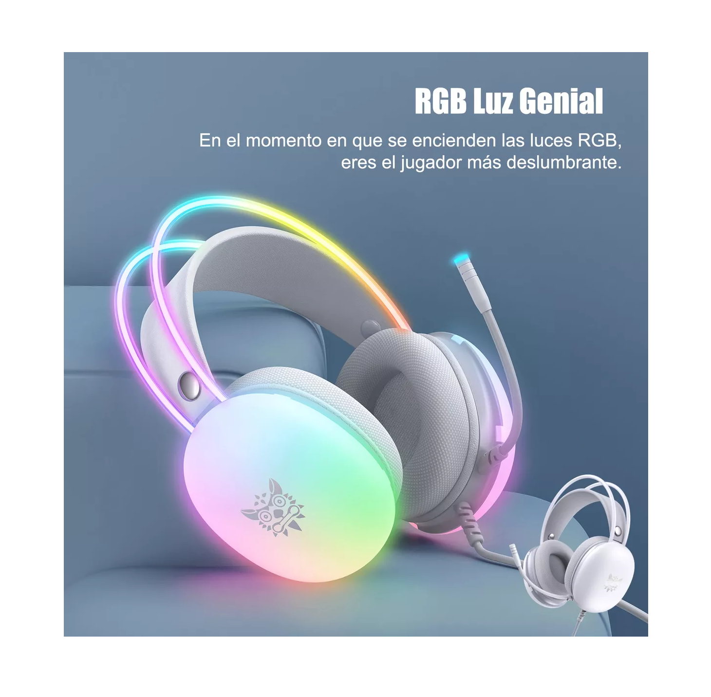 Foto 3 pulgar | Audífonos Gamer Con Micrófono Y Luz Rgb Para Pc Xbox Belug Gris/colorido