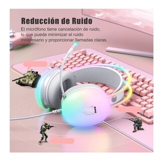Foto 3 | Audífonos Gamer Con Micrófono Y Luz Rgb Para Pc Xbox Belug Gris/colorido