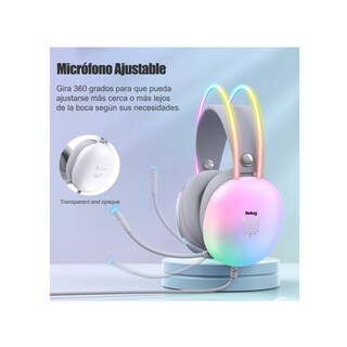Foto 4 | Audífonos Gamer Con Micrófono Y Luz Rgb Para Pc Xbox Belug Gris/colorido