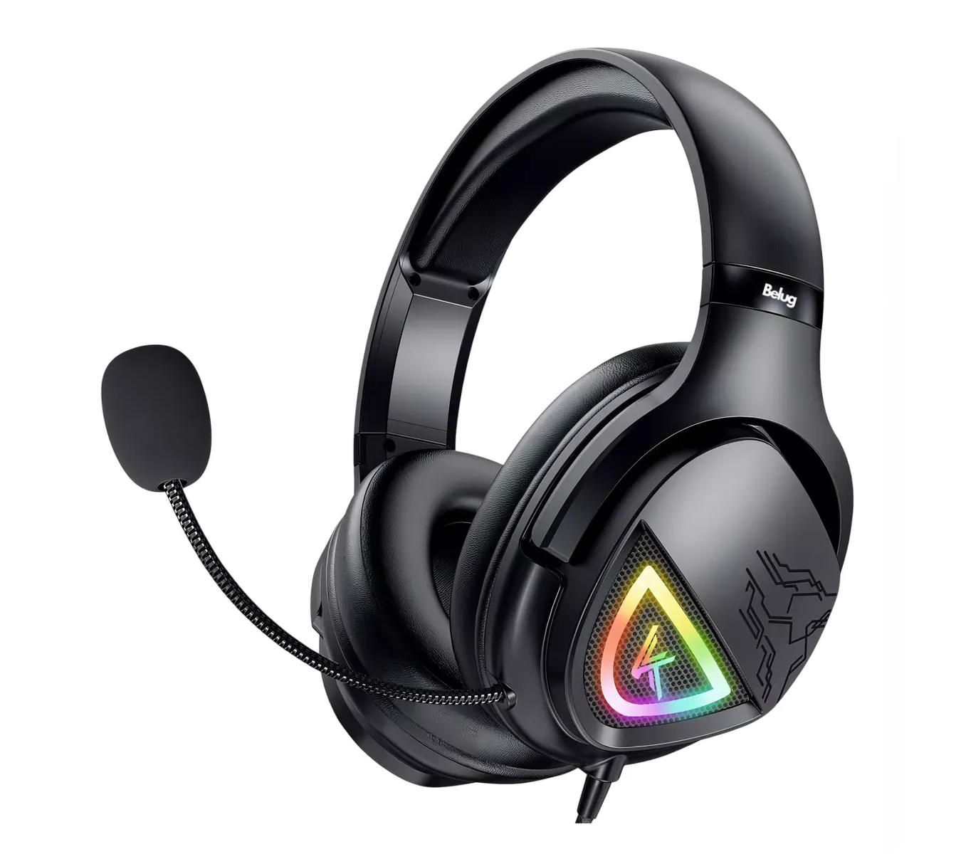 Audífonos Belug Gamer Diadema Con Microfono Led Rgb Negro