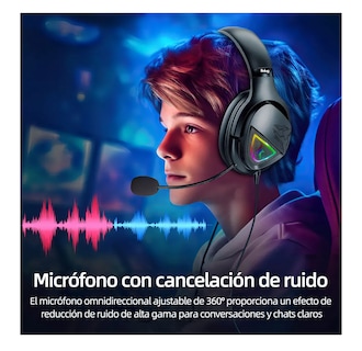 Foto 4 | Audífonos Belug Gamer Diadema Con Microfono Led Rgb Negro
