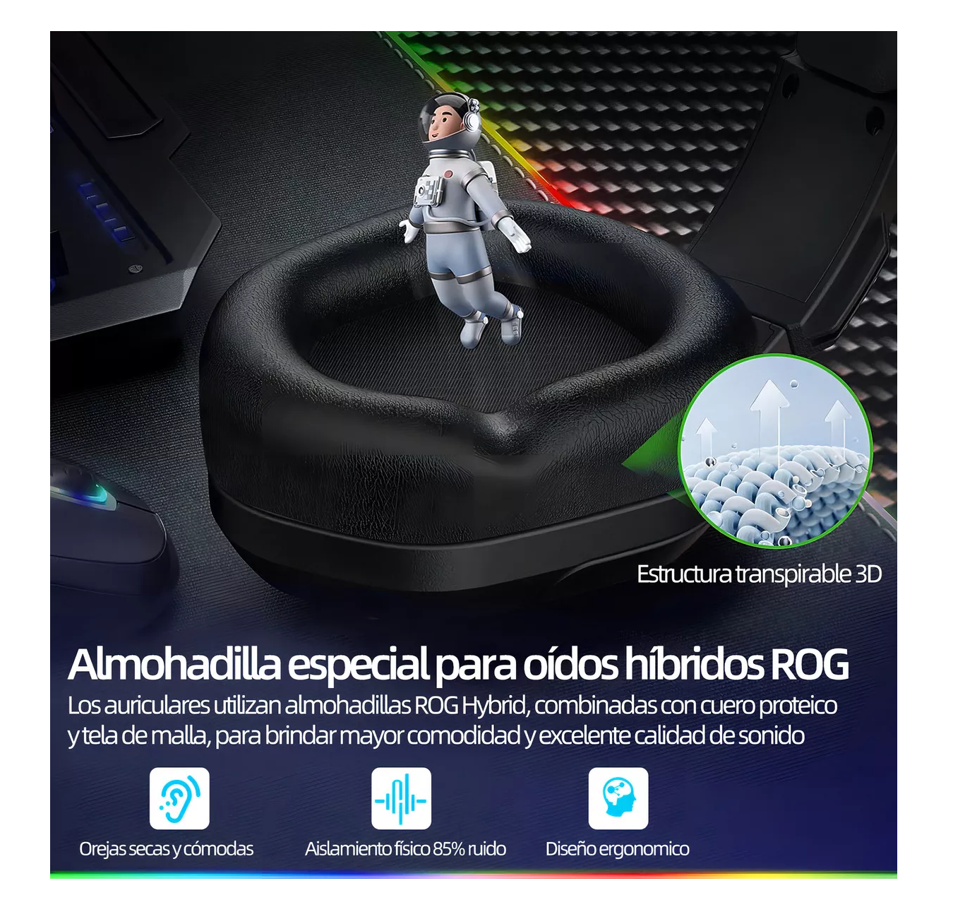Foto 5 | Audífonos Belug Gamer Diadema Con Microfono Led Rgb Negro