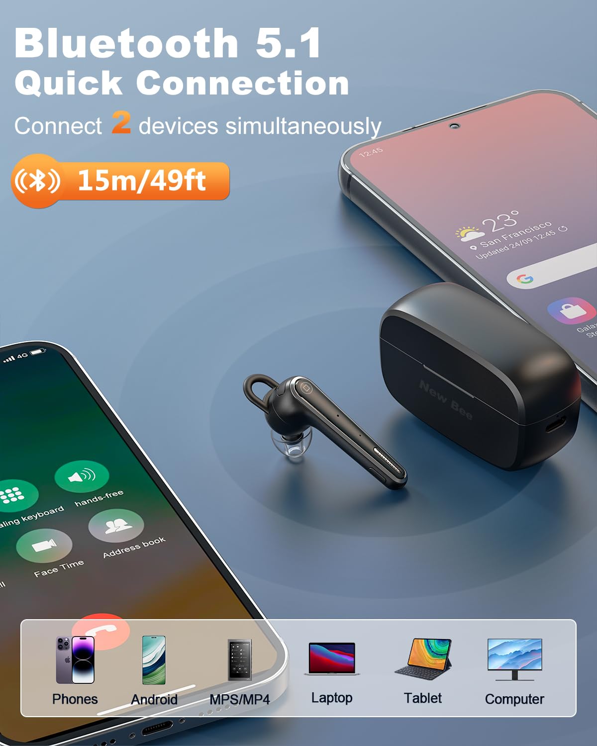 Foto 7 pulgar | Auriculares New Bee Wireless V5.1 - Venta Internacional