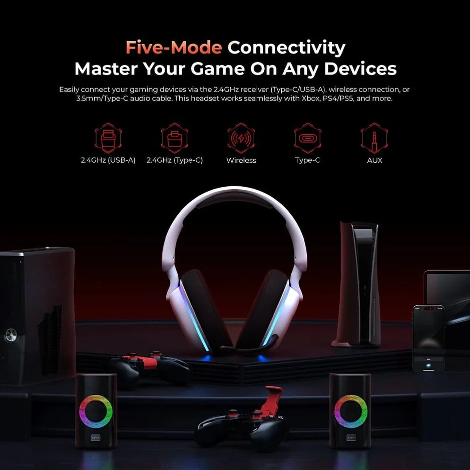Foto 2 | Audífonos Para Gaming Con Bluetooth + 2.5ghz Wifi Havit Fuxi Black