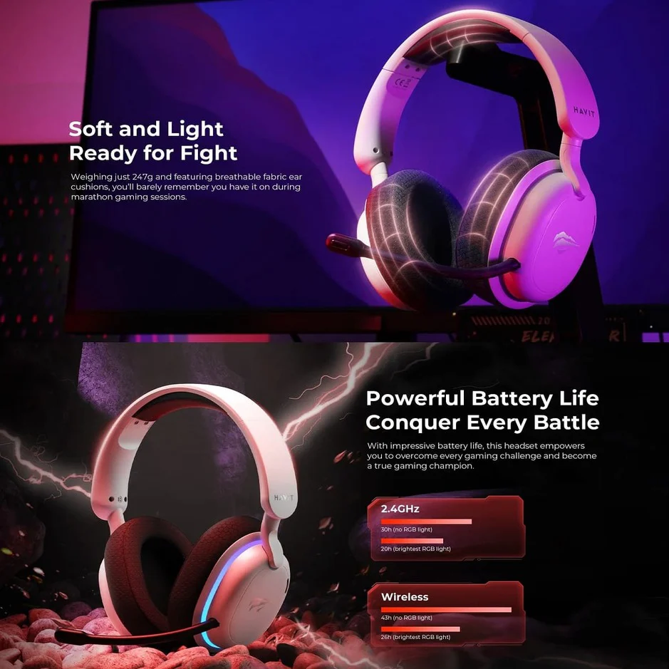 Foto 4 | Audífonos Para Gaming Con Bluetooth + 2.5ghz Wifi Havit Fuxi Black