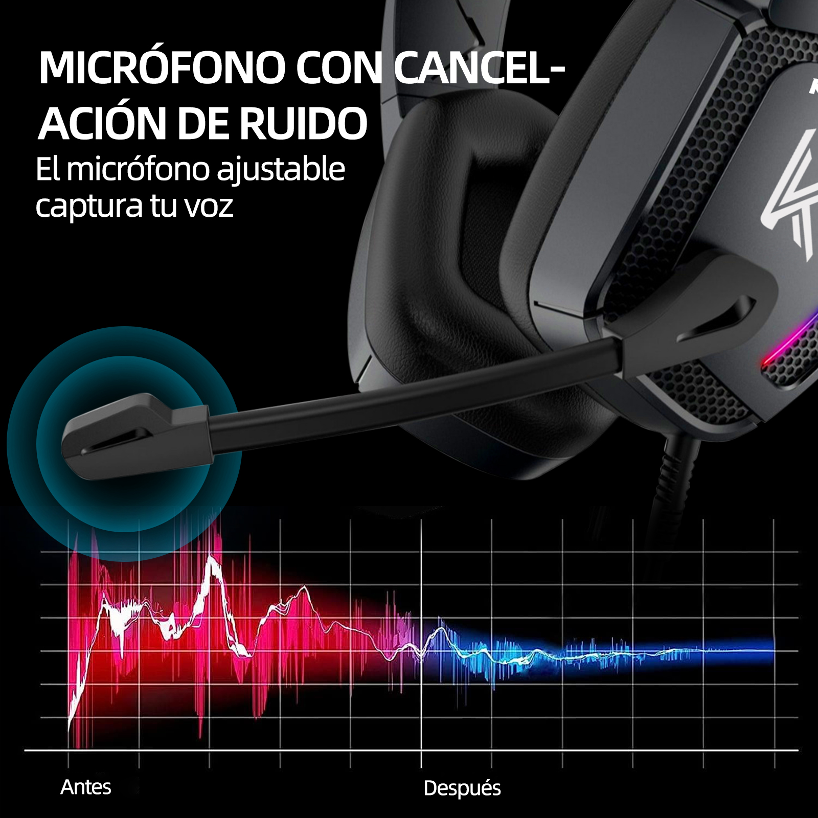 Foto 4 pulgar | Audífonos Gamers Alámbricos Krios K12 con Micrófono