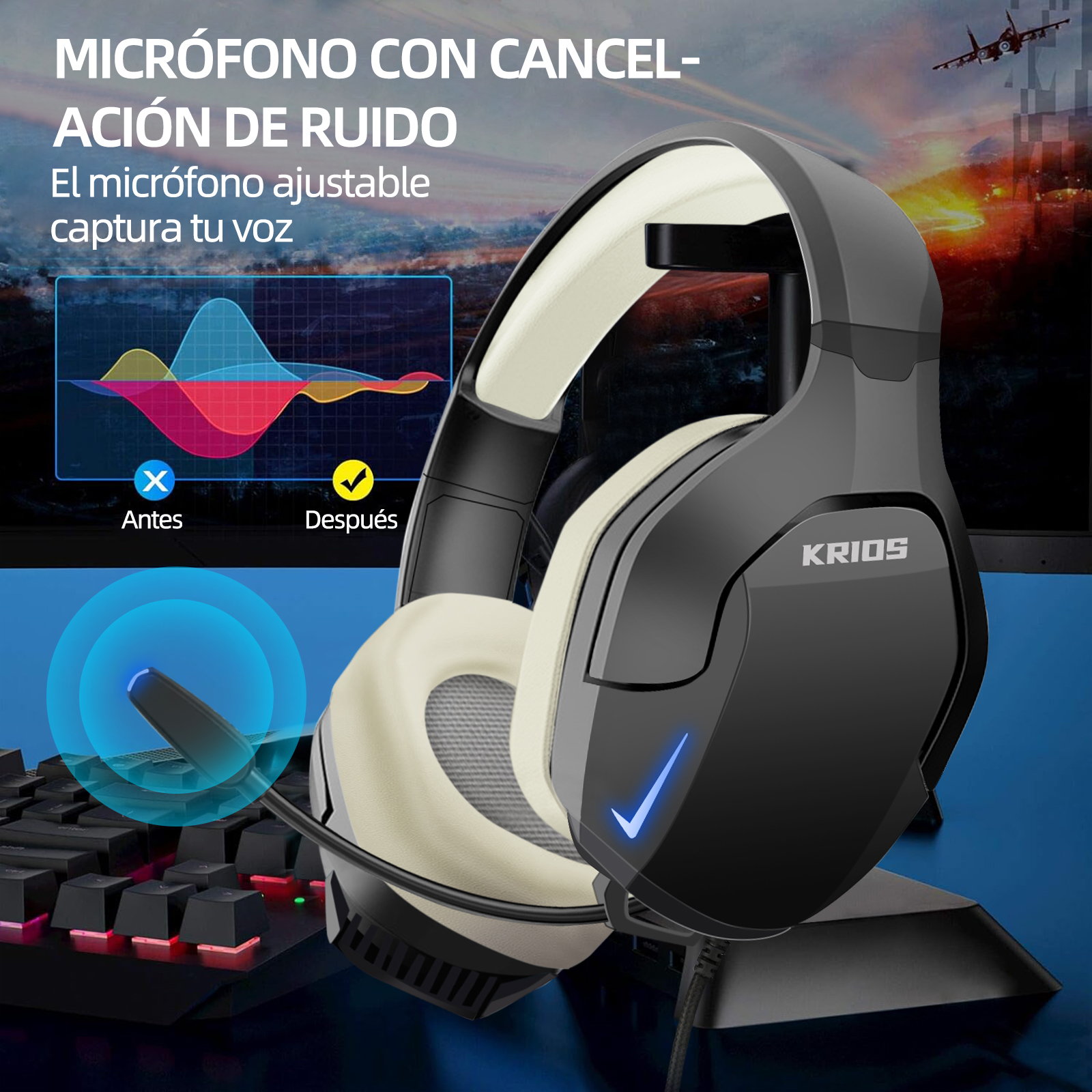 Foto 5 pulgar | Audífonos Alámbricos Krios K10 con Micrófono