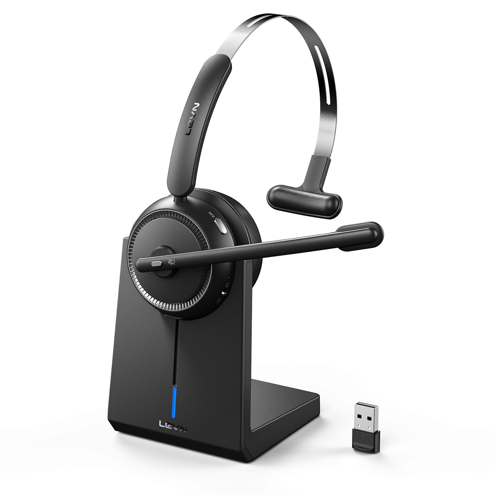 Auriculares Inalámbricos Levn 5.2 Para Call Center Con Micrófono, Color Negro - Venta Internacional.