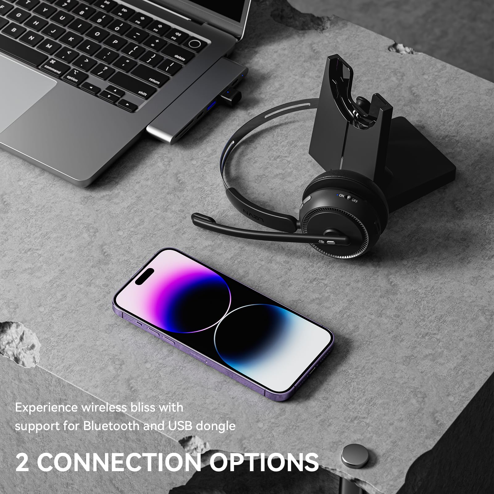 Foto 4 pulgar | Auriculares Inalámbricos Levn 5.2 Para Call Center Con Micrófono, Color Negro - Venta Internacional.