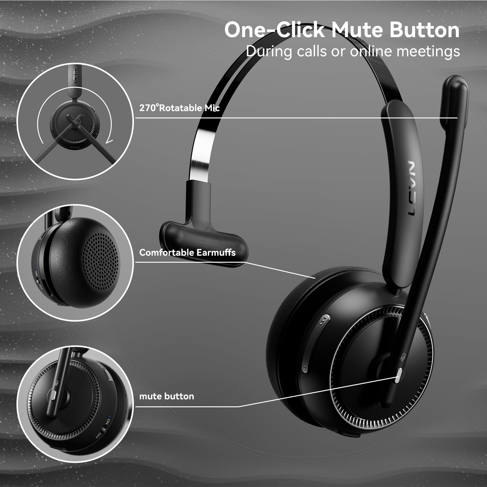 Foto 7 pulgar | Auriculares Inalámbricos Levn 5.2 Para Call Center Con Micrófono, Color Negro - Venta Internacional.