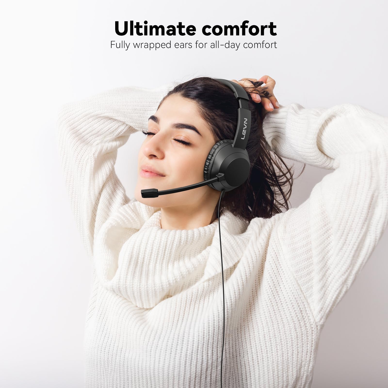 Foto 5 pulgar | Auriculares Binaurales Con Cable Levn Con Micrófono Para Pc, Color Negro - Venta Internacional.