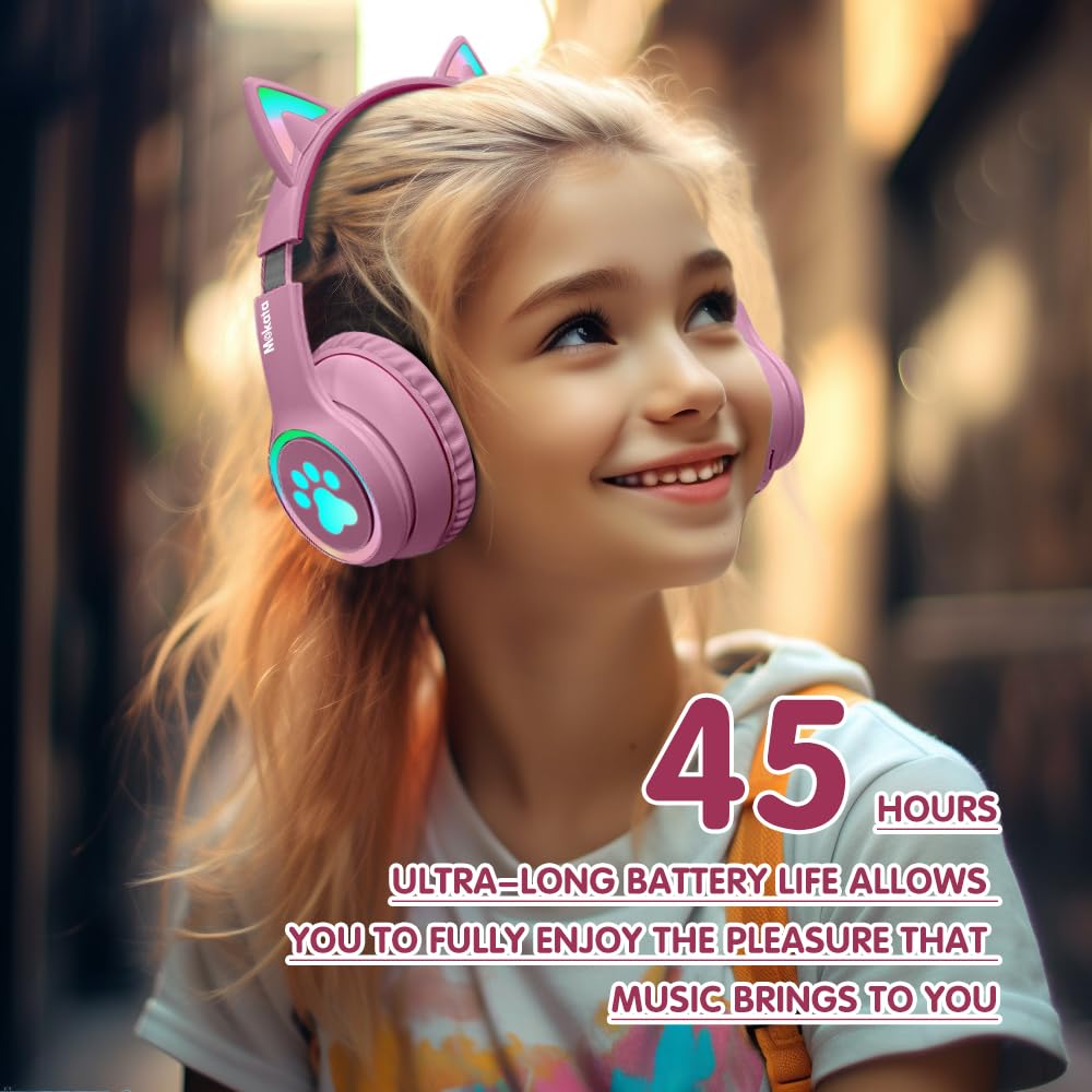 Foto 5 pulgar | Auriculares Mokata Cat Ear Bluetooth 5.3 Inalámbricos 60h Rosa - Venta Internacional.