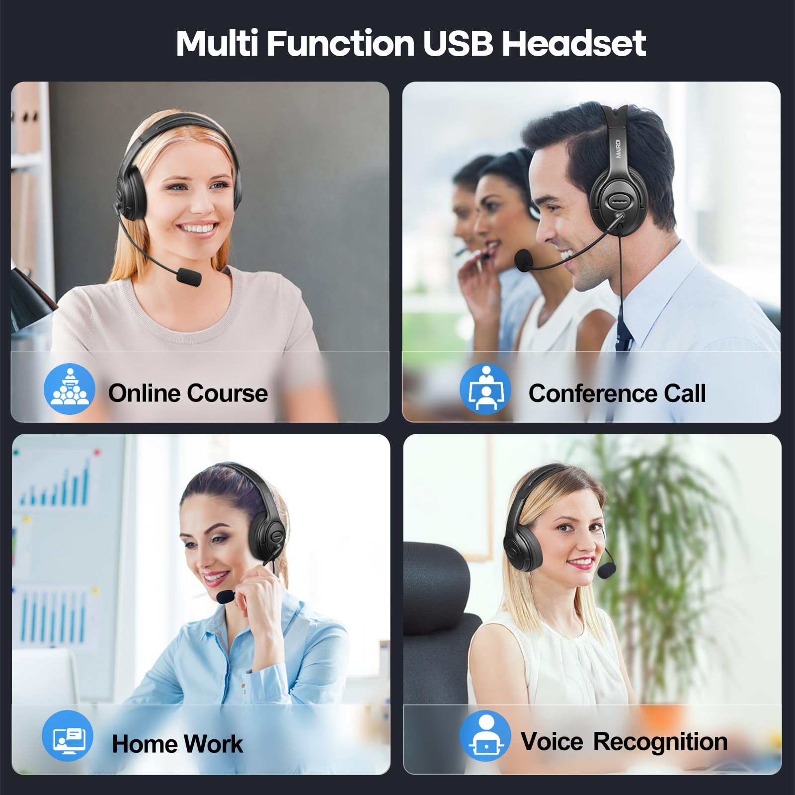 Foto 7 | Auriculares Usb Mairdi Con Micrófono Para Pc Con Cancelación De Ruido - Venta Internacional.