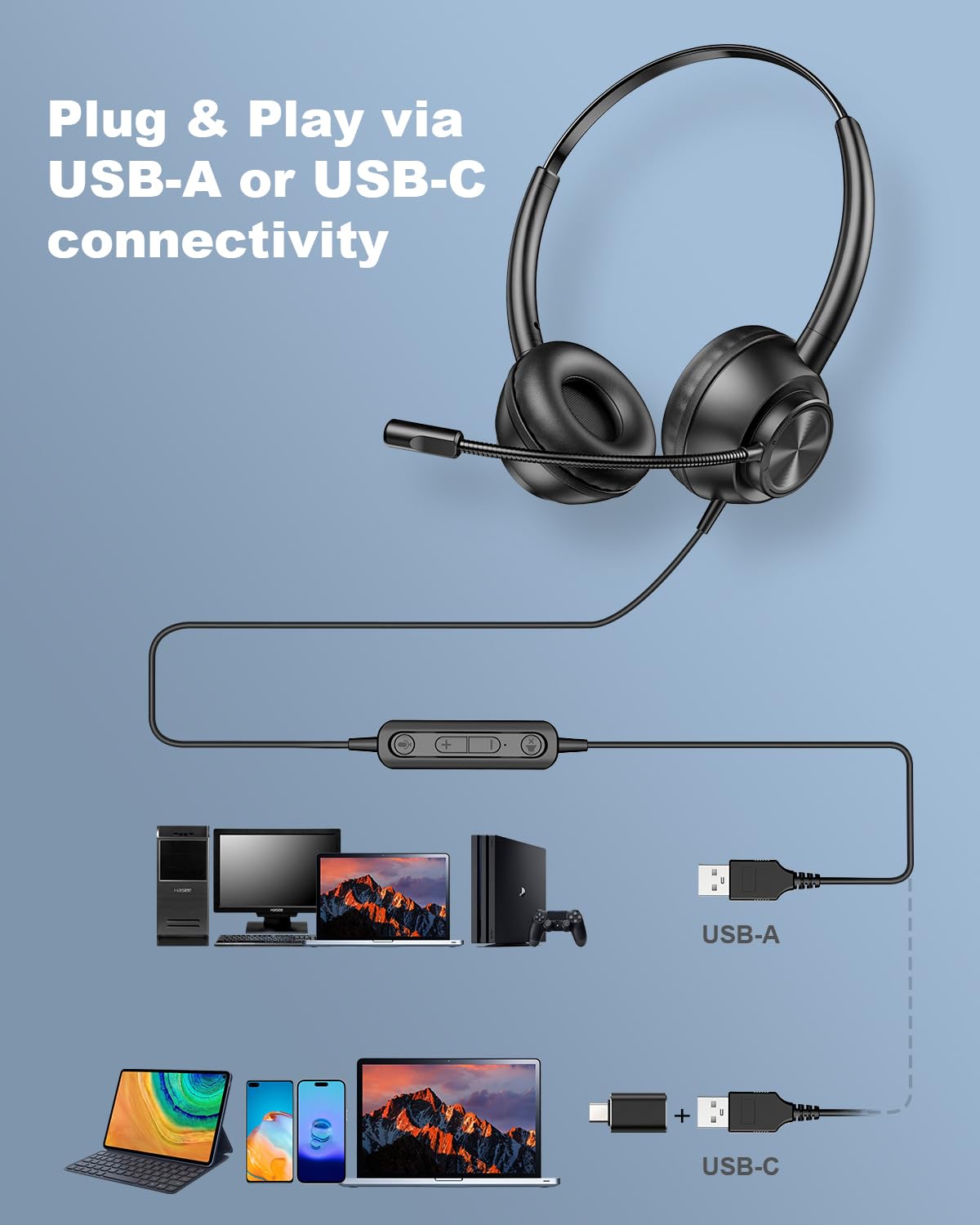 Foto 5 pulgar | Auriculares Usb New Bee Con Micrófono Para Pc Con Cable Usb-a Y Usb-c - Venta Internacional.
