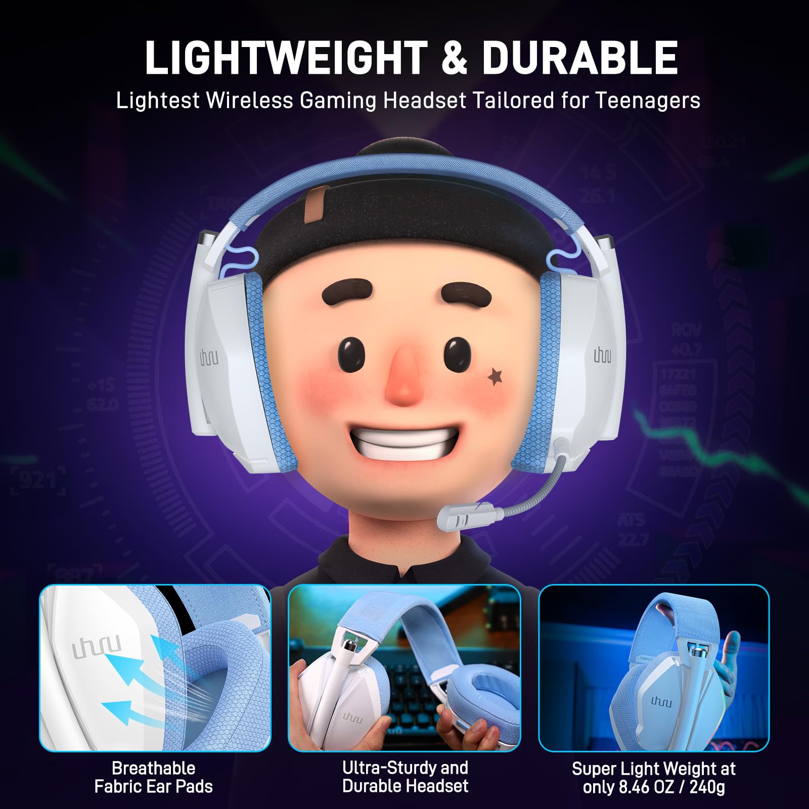 Foto 2 | Auriculares Inalámbricos Para Juegos Uhuru Para Pc Ps4 Ps5 Con Micrófono - Venta Internacional.