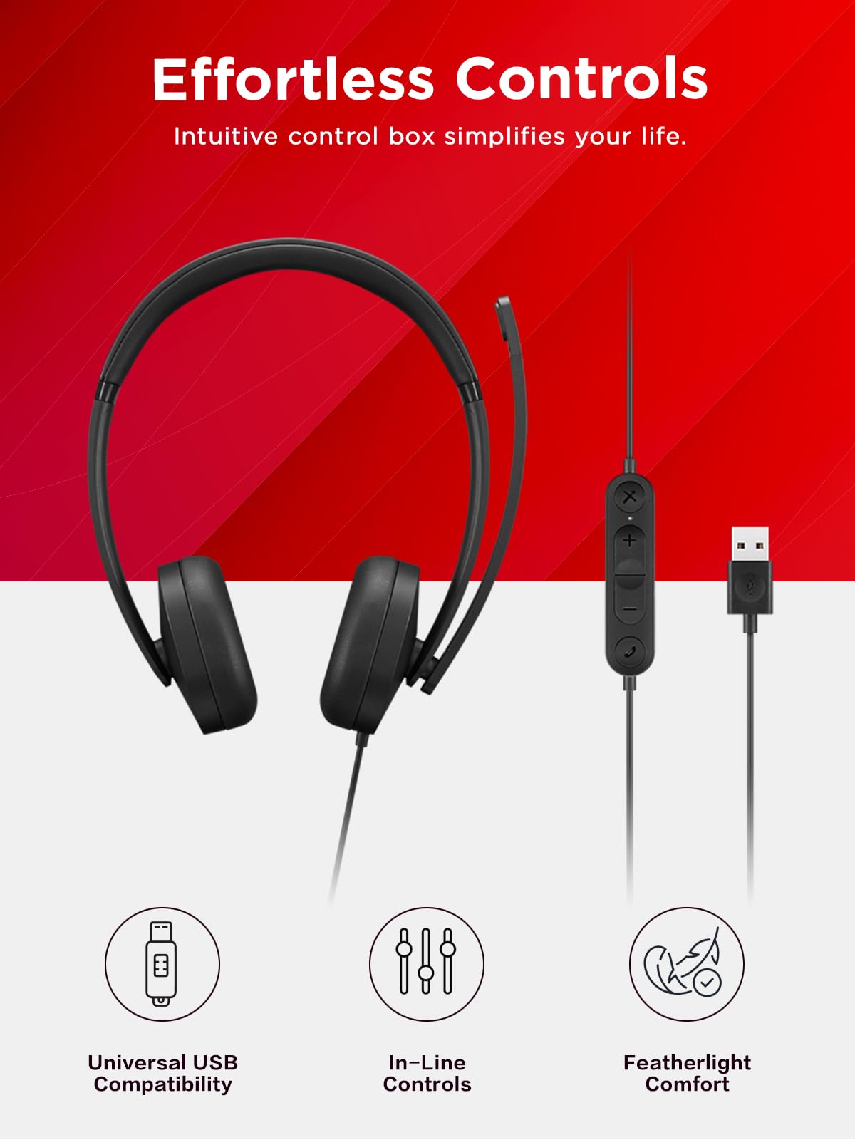 Foto 2 | Auriculares Estéreo Con Cable Usb A De Lenovo Para Pc/portátil Con Cancelación De Ruido - Venta Internacional.