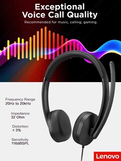 Foto 5 | Auriculares Estéreo Con Cable Usb A De Lenovo Para Pc/portátil Con Cancelación De Ruido - Venta Internacional.