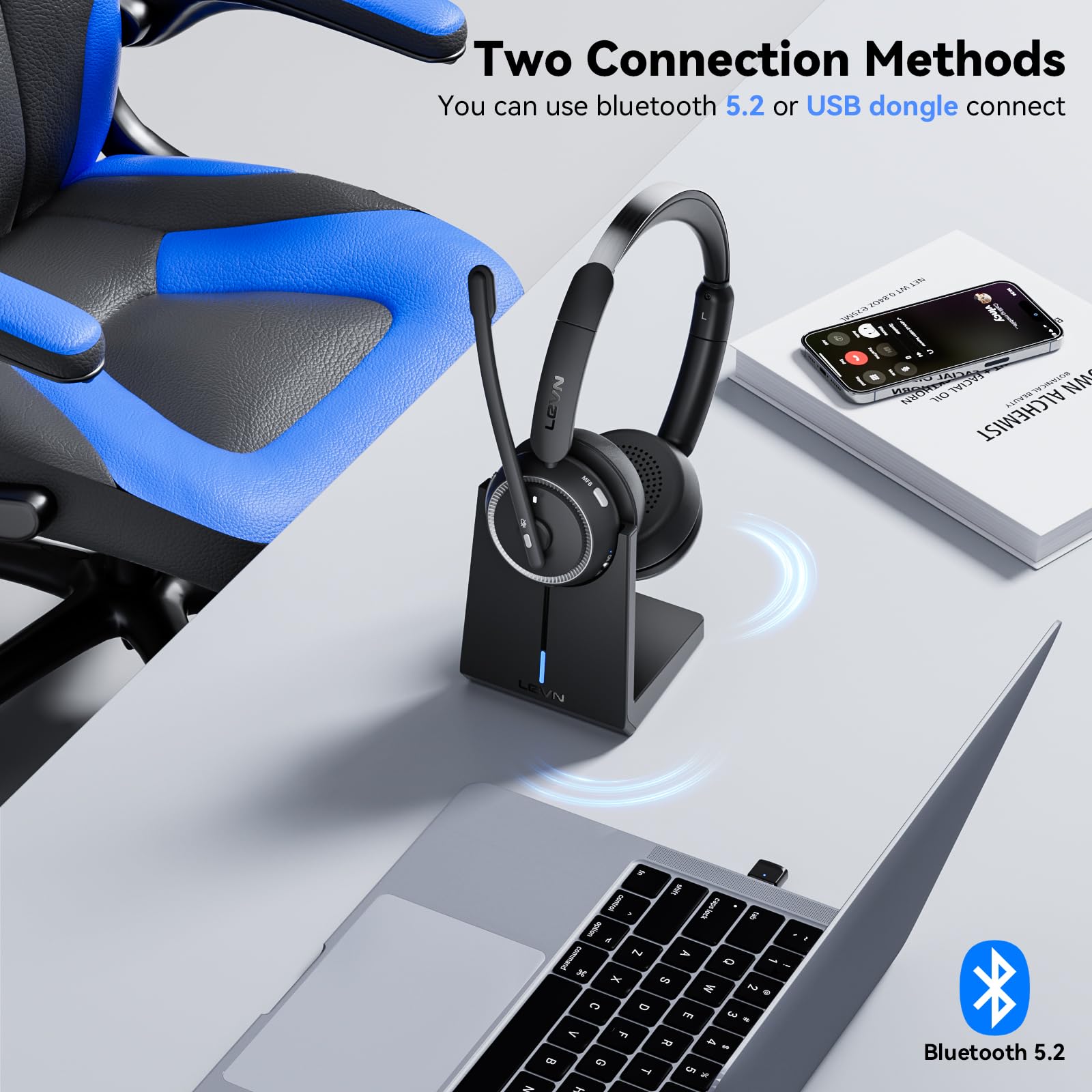Foto 5 pulgar | Auriculares Inalámbricos Levn Con Micrófono Bluetooth Work, Batería De 65 H - Venta Internacional.