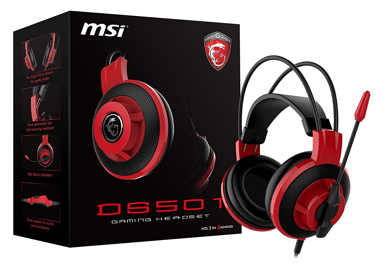 Auriculares Para Juegos Msi Ds501 Con Micrófono  Con Cable  Negros - Venta Internacional.