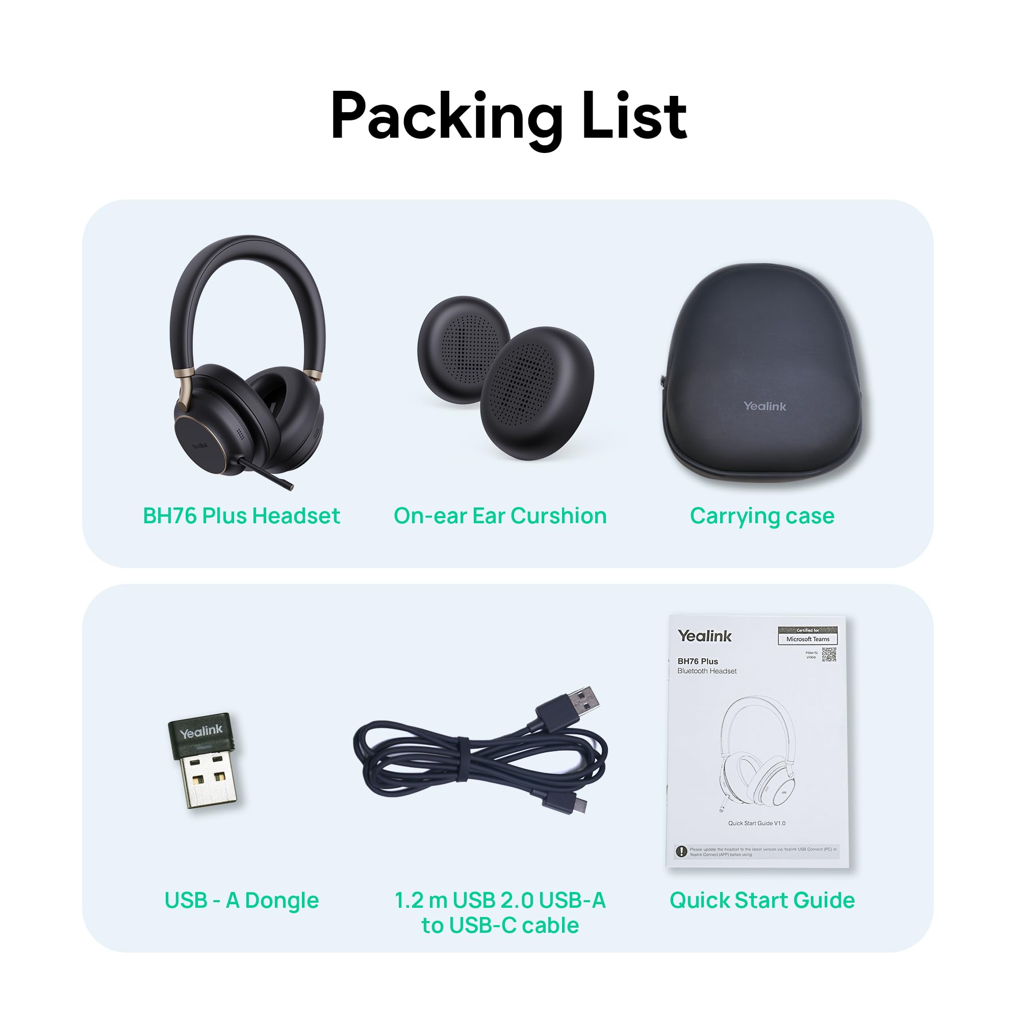 Foto 7 pulgar | Auriculares Inalámbricos Yealink Bh76 Plus Uc Con Micrófono Bluetooth Anc - Venta Internacional.