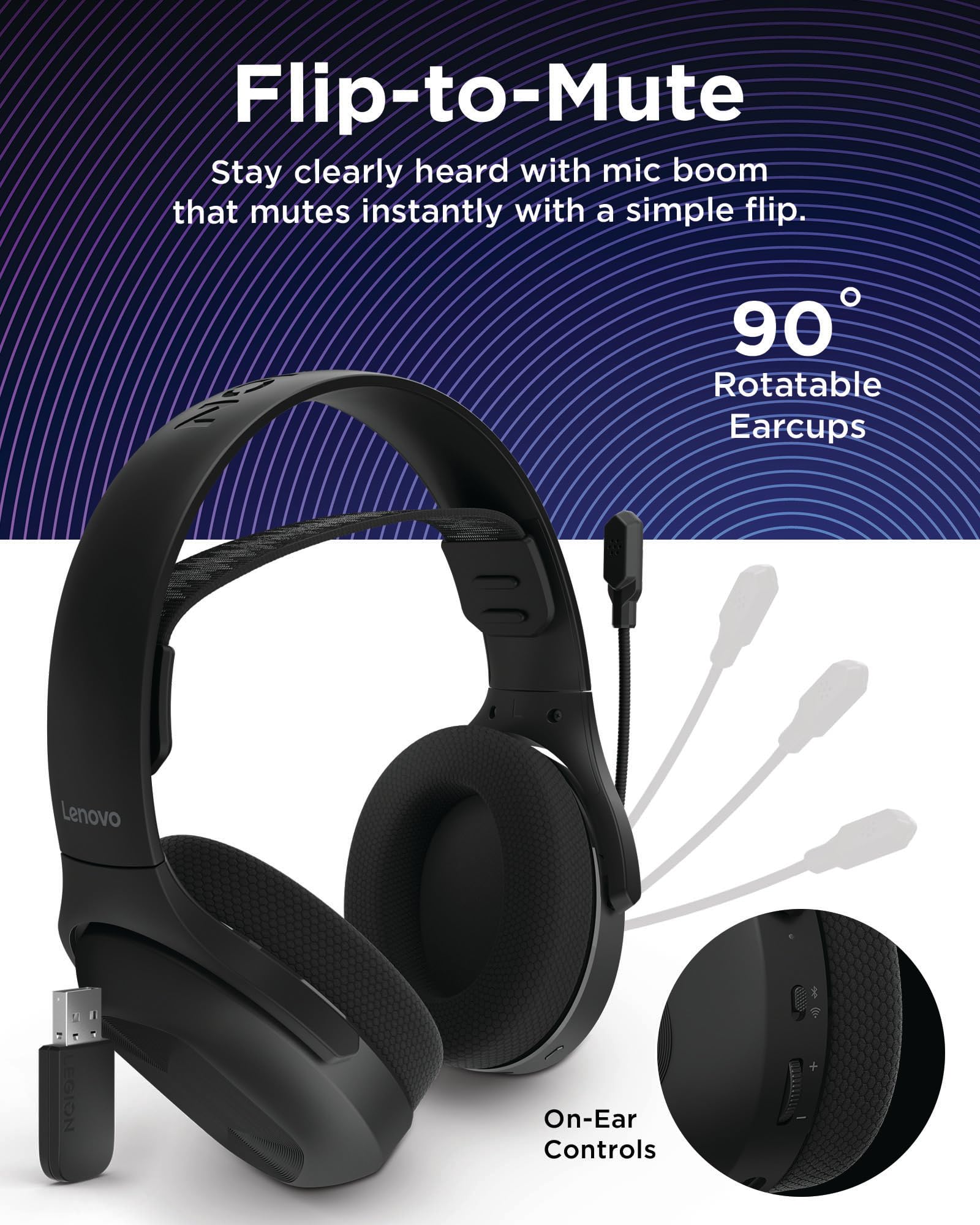 Foto 6 pulgar | Auriculares Inalámbricos Para Juegos Lenovo Legion H410 Bluetooth/2.4 Ghz - Venta Internacional.
