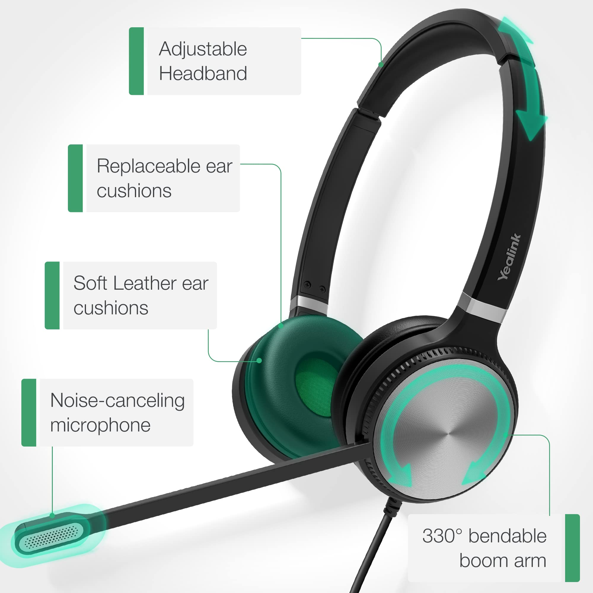 Foto 2 | Auriculares Usb Yealink Uh36 Con Cable Y Micrófono Con Cancelación De Ruido - Venta Internacional.