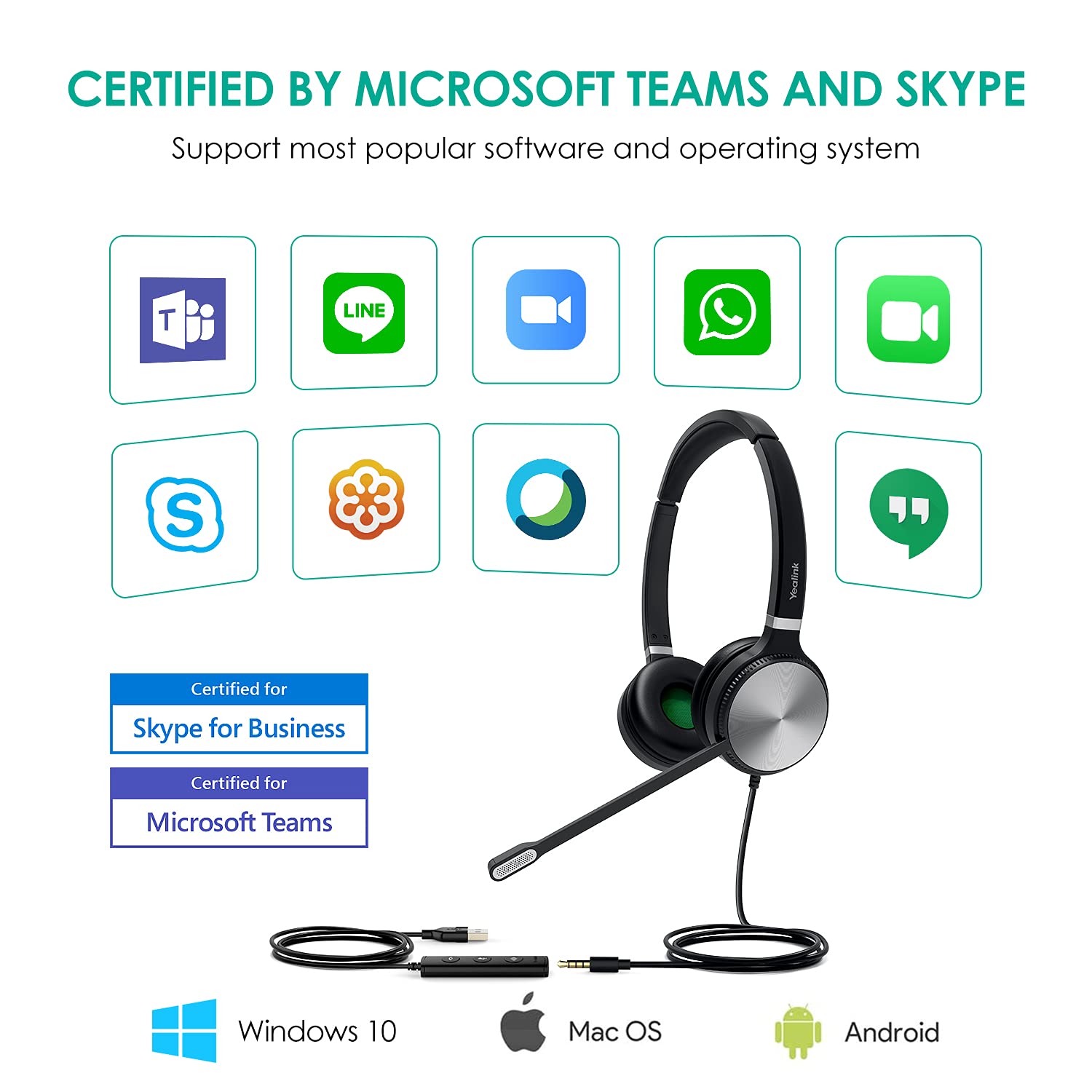 Foto 5 pulgar | Auriculares Usb Yealink Uh36 Con Cable Y Micrófono Con Cancelación De Ruido - Venta Internacional.