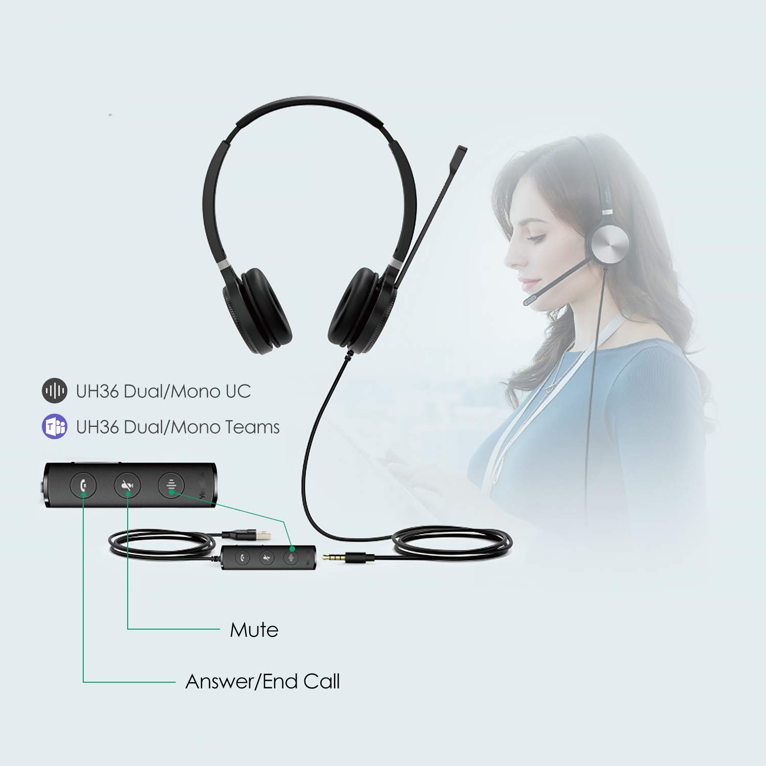 Foto 6 pulgar | Auriculares Usb Yealink Uh36 Con Cable Y Micrófono Con Cancelación De Ruido - Venta Internacional.