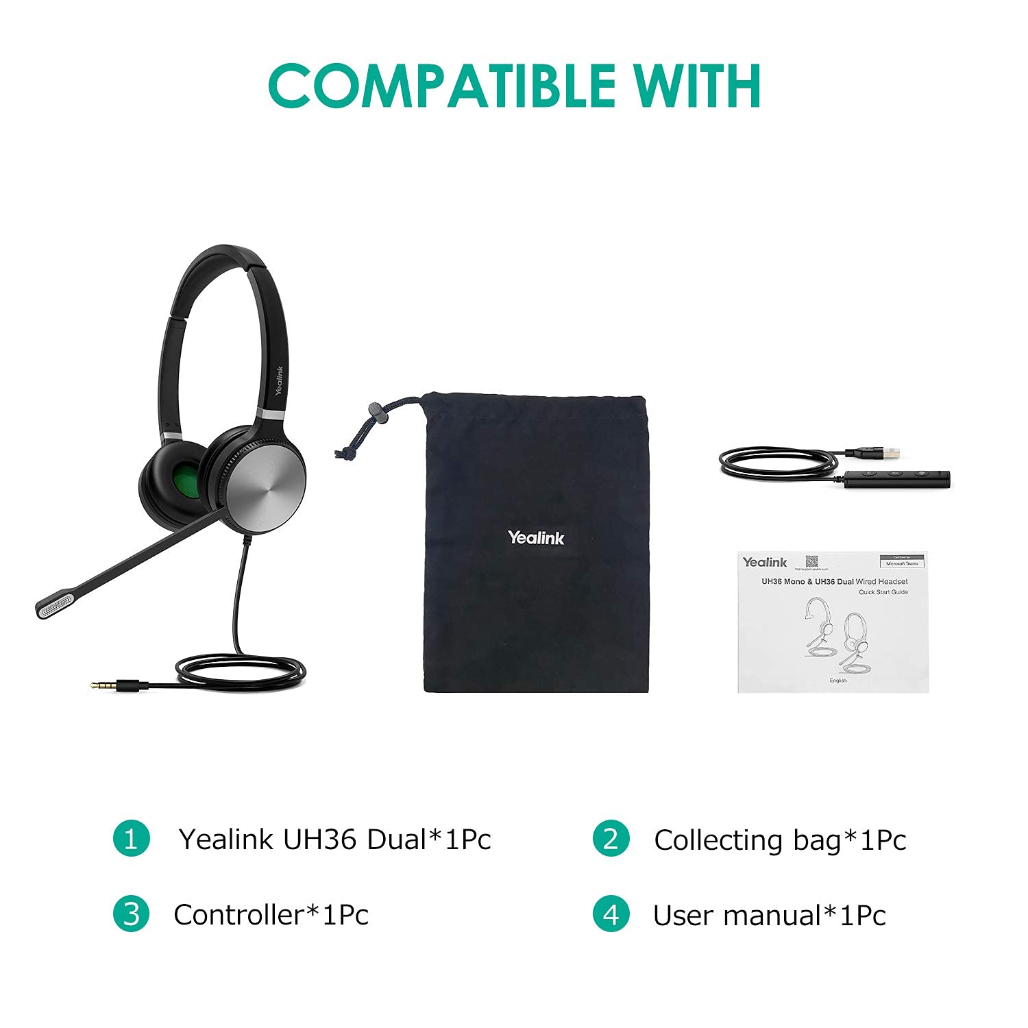 Foto 7 | Auriculares Usb Yealink Uh36 Con Cable Y Micrófono Con Cancelación De Ruido - Venta Internacional.