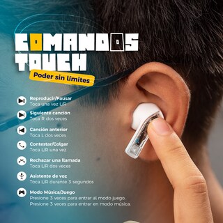 Foto 4 | Audífonos Gamer Binden Dark Booster con Stickers Tecnología Bnc Inalámbricos color Blanco