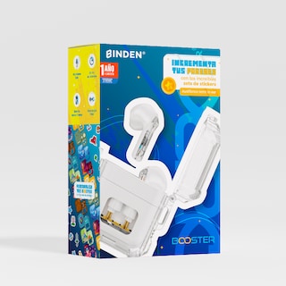 Foto 7 | Audífonos Gamer Binden Dark Booster con Stickers Tecnología Bnc Inalámbricos color Blanco