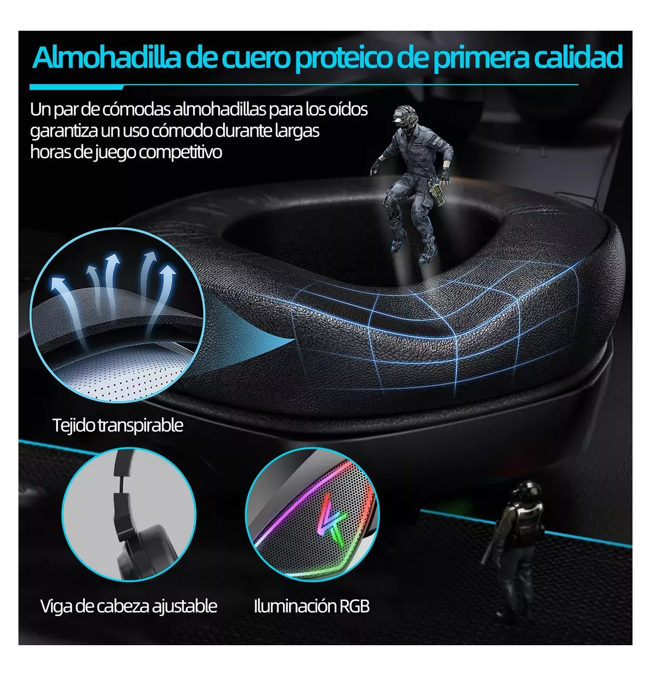 Foto 6 pulgar | Audífonos Gamer K7 Diadema, Negro