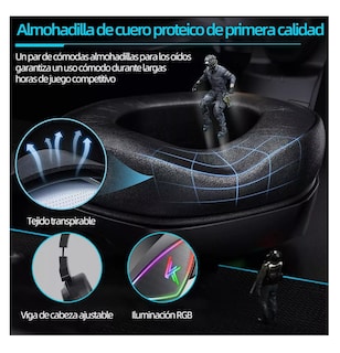 Foto 5 | Audífonos Gamer K7 Diadema, Negro