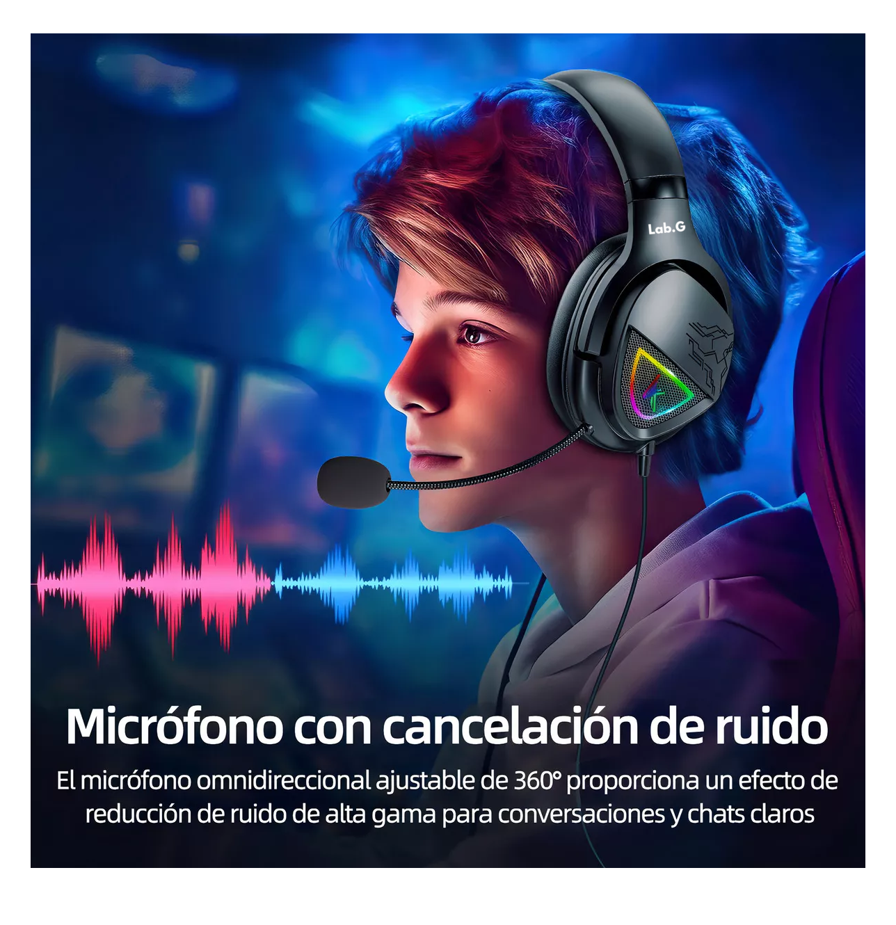 Foto 5 pulgar | Audífonos Gamer Diadema Con Microfono Led Rgb Negro