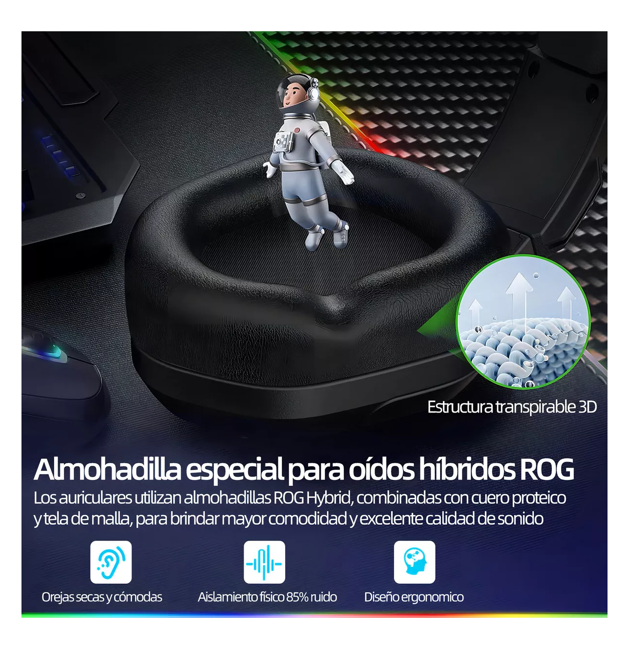 Foto 6 pulgar | Audífonos Gamer Diadema Con Microfono Led Rgb Negro