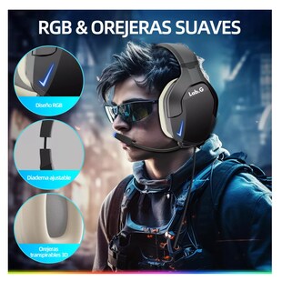 Foto 5 | Audífonos Gamer Para Xbox Pc K10 Con Microfono Y Led Rgb Color Negro/beige