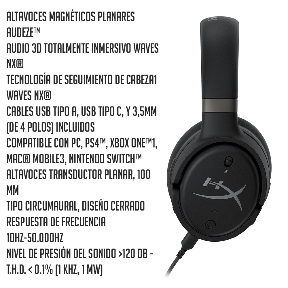 Foto 4 pulgar | Audífonos Hyper X Cloud Orbit S Waves Nx 3d Audeze Gaming color Negro