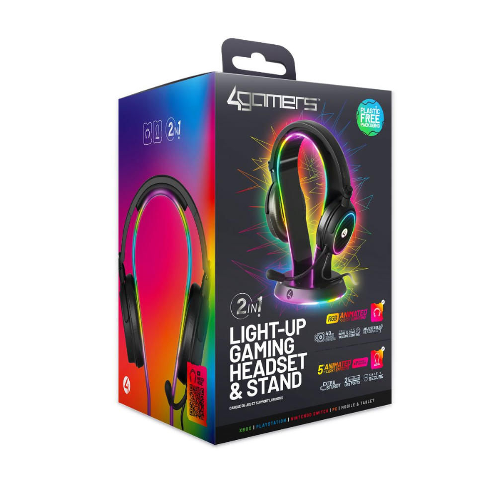 Foto 7 pulgar | Bundle 4gamers Audífonos Con Soporte Light Up Gaming Multiplataforma Rgb - Negro
