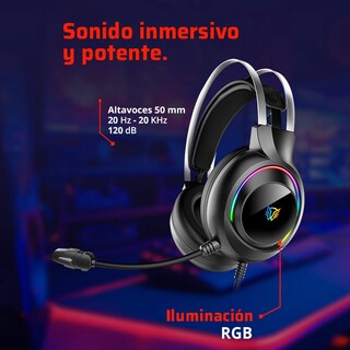 Foto 3 | Audífonos Diadema Gamer Balam Rush Hesix II HS688 Micrófono USB/Jack 3.5 mm RGB Negro