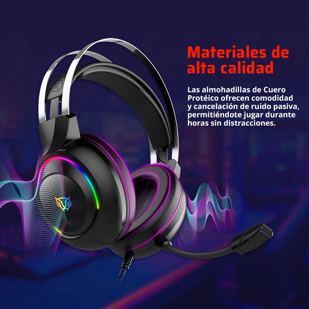 Foto 5 pulgar | Audífonos Diadema Gamer Balam Rush Hesix II HS688 Micrófono USB/Jack 3.5 mm RGB Negro